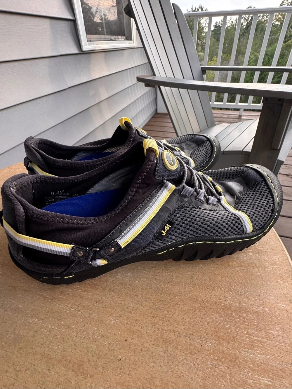 J-41 Water Ready‎ Shoes Womens 8.5 Black Gray Yellow Slip On Outdoor